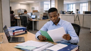 Young graduate beginning a professional career in a government office in Johannesburg