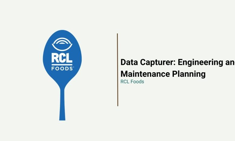 RCL Foods Data Capturer working with maintenance planning and engineering data
